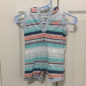 Carters Tank onesie striped with crab and hood
